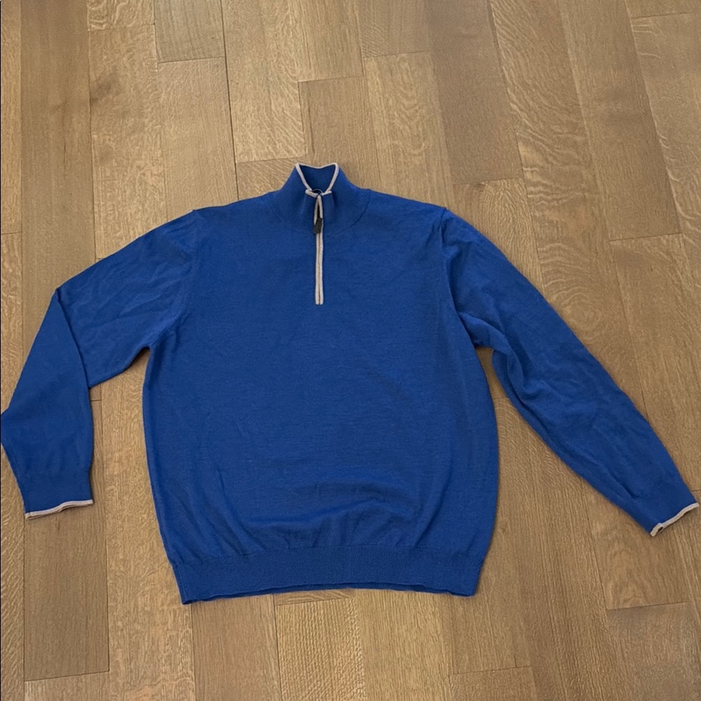 Hagen Carmel Blue Half-Zip Sweater